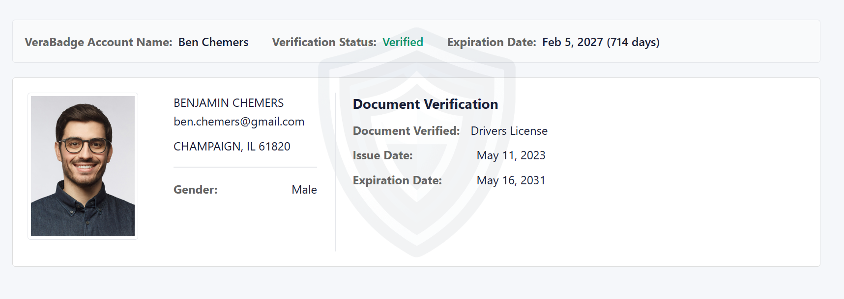 Example VeraBadge – Identity Verified